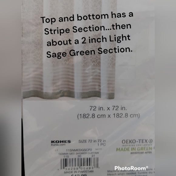 Sonoma Gemma Collection Fabric Shower Curtain NWT - Picture 5 of 7